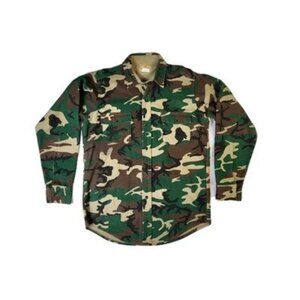 Vintage Melton Deerskin Button Shirt Men's Size Tall Large Camo Hunting USA Made